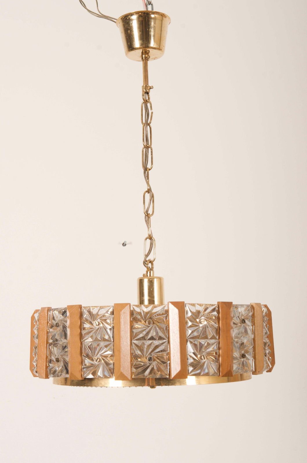 Carl Fagerlund For Orrefors Glass, Brass And Teak Chandelier photo Lighting