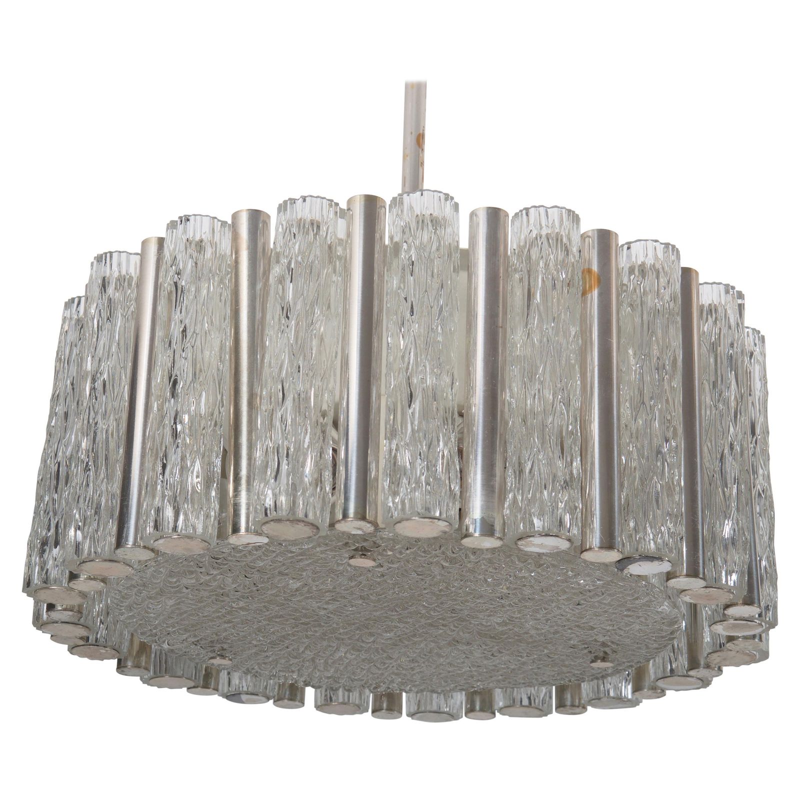 Midcentury Ice Glass Chandelier By Kaiser Leuchten