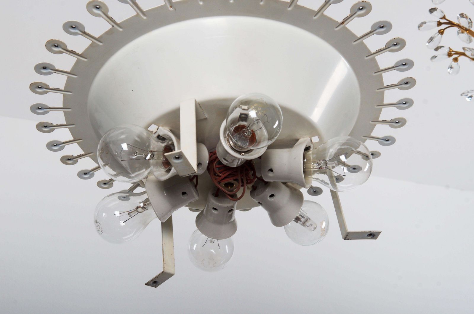 2472.0 Midcentury Ice Glass Chandelier By Kaiser Leuchten photo