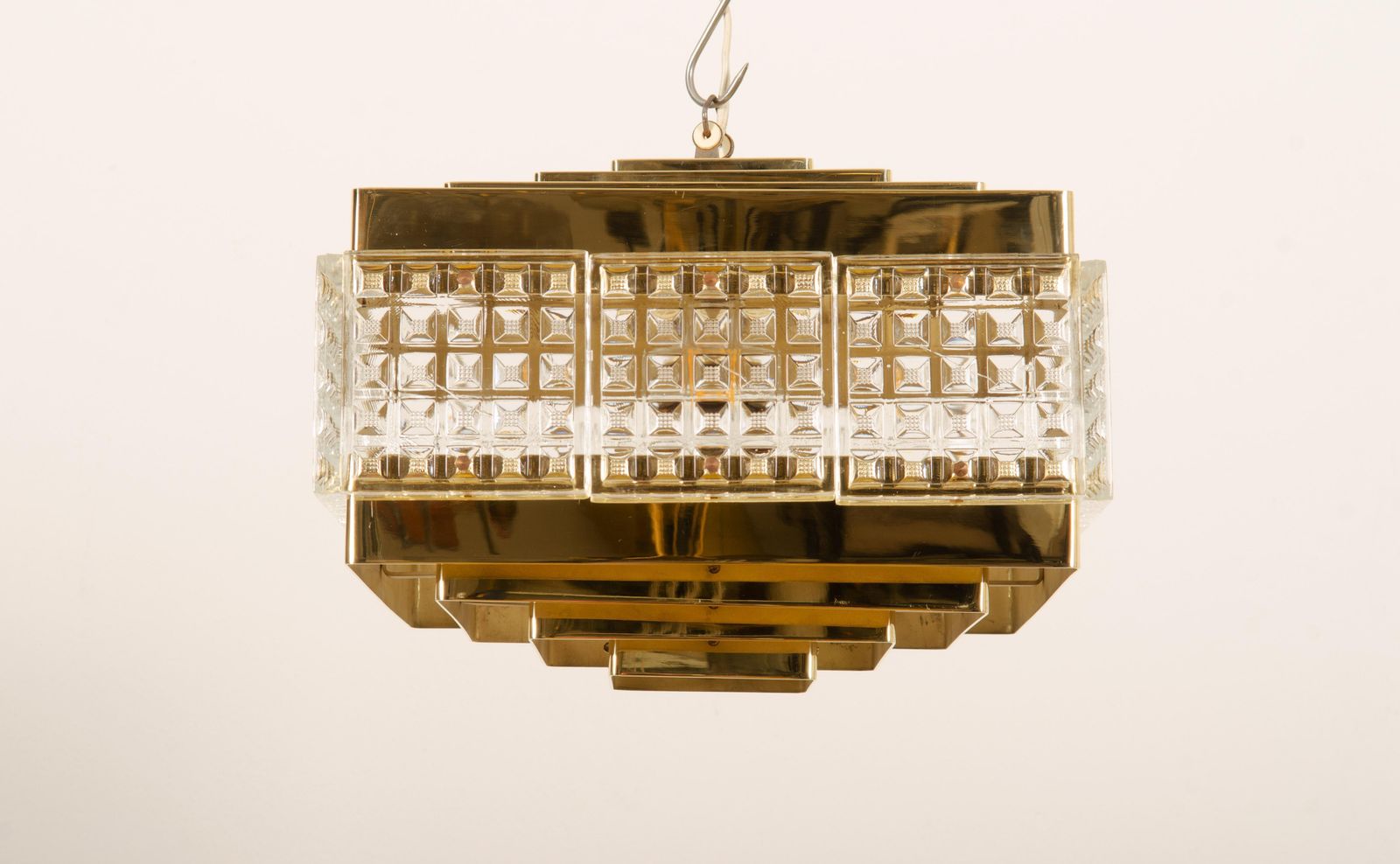 Brass And Glass Chandelier By Orrefors From The 1960s photo buy
