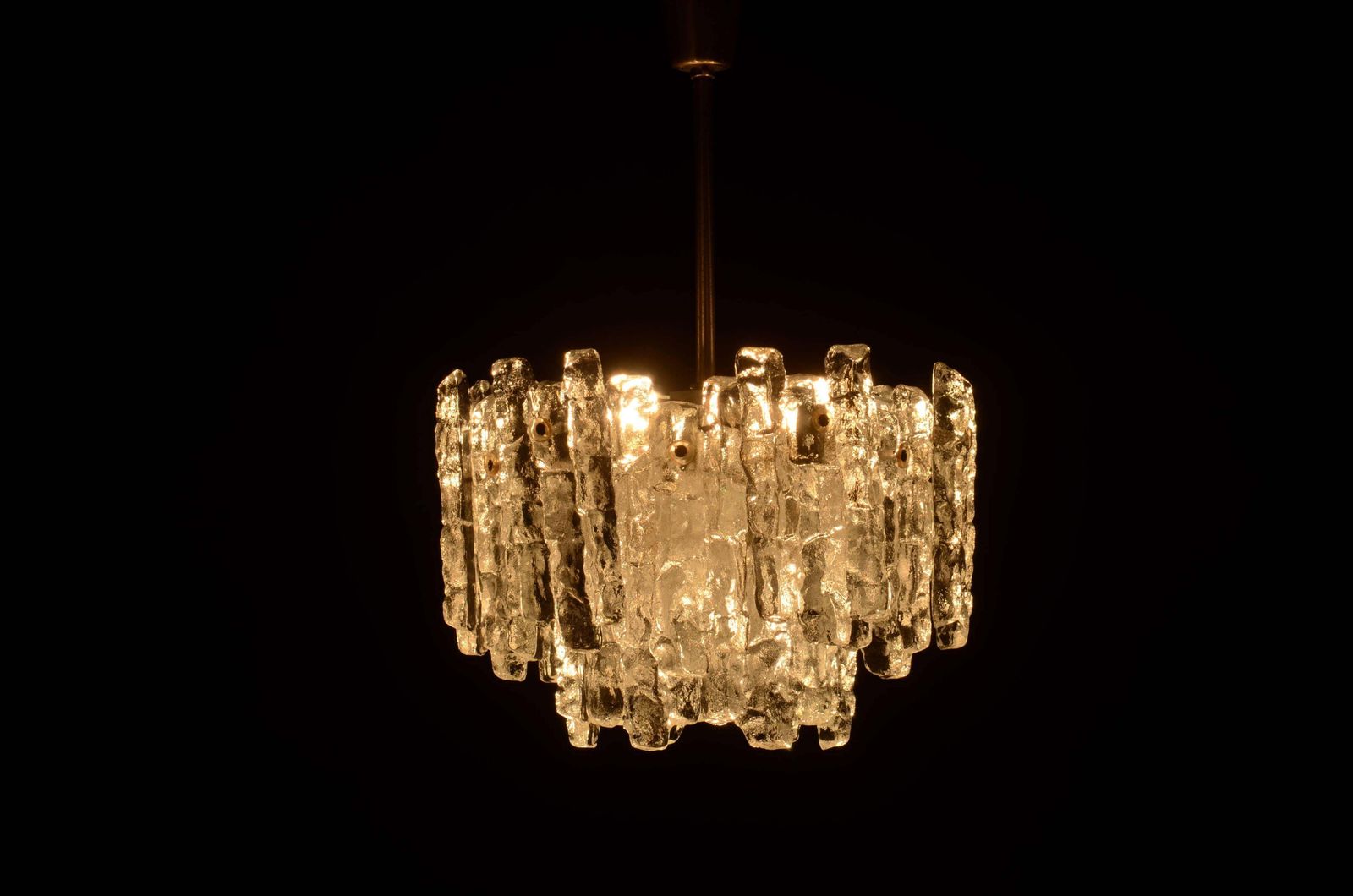 Beautiful Mid Century Kalmar Ice Glass Chandelier photo for sale
