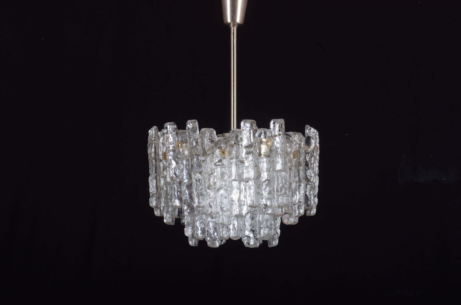 Beautiful Mid Century Kalmar Ice Glass Chandelier photo Lighting