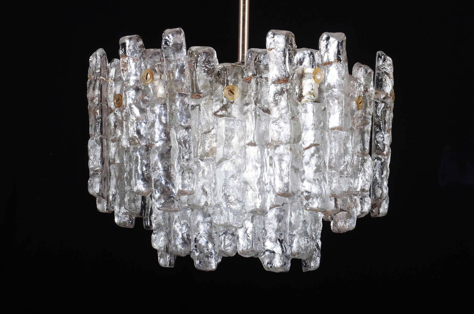 Beautiful Mid Century Kalmar Ice Glass Chandelier photo buy