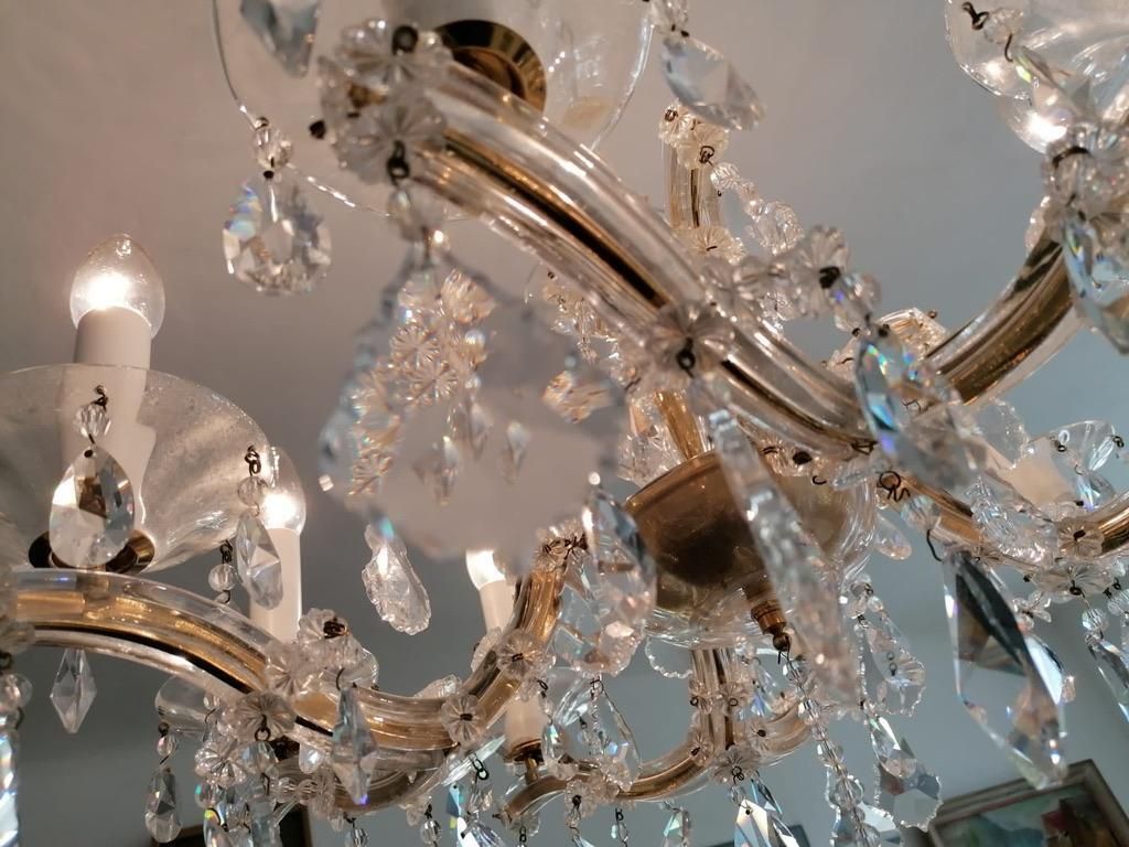 20th Century Maria Theresia Style Cut Crystal Chandelier photo vintage