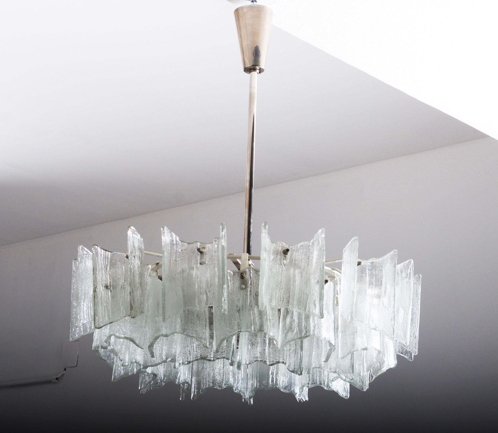 Frosted Glass Chandelier By J. T. Kalmar photo vintage