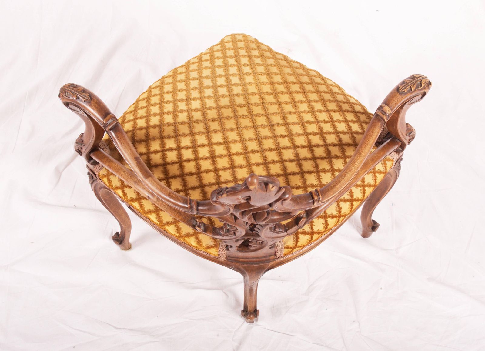 French Louis XV Style Carved Walnut Corner Chair photo furniture