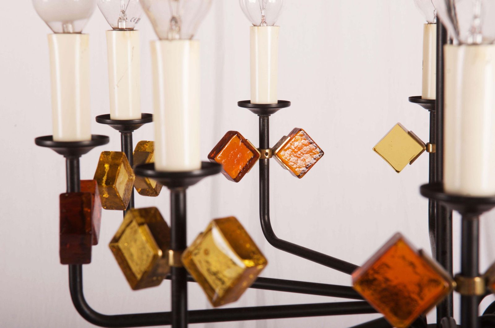 Scandinavian Glass & Iron Chandelier By Svend Aage Holm Sorensen photo vinterior