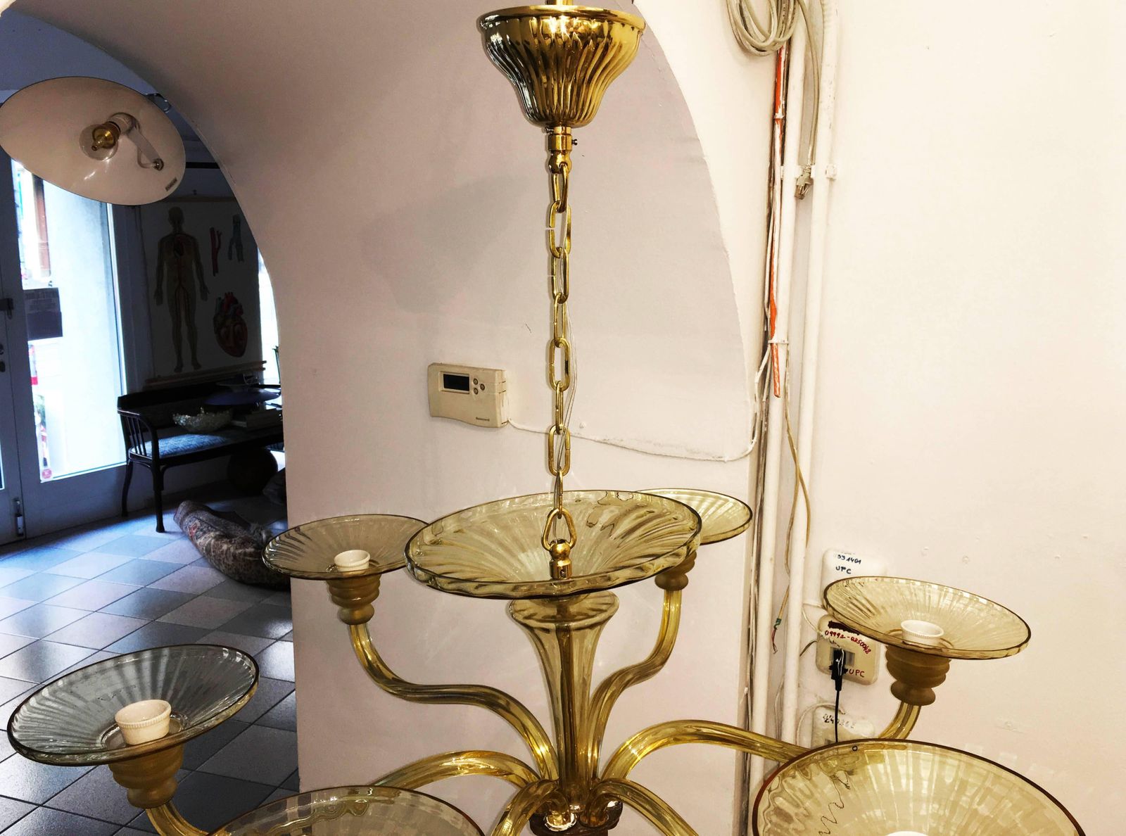 Large Murano Art Deco Amber Glass Chandelier photo Lighting
