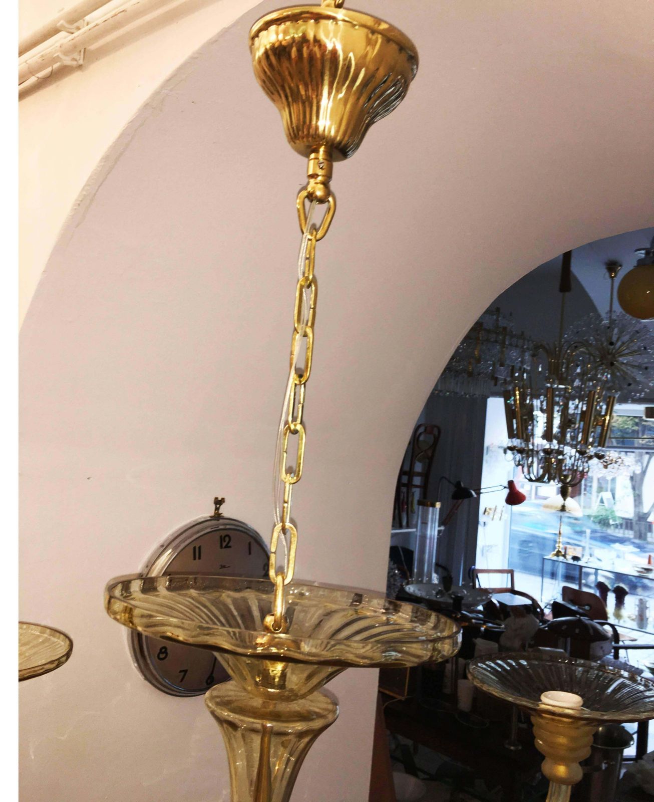 Large Murano Art Deco Amber Glass Chandelier photo vinterior