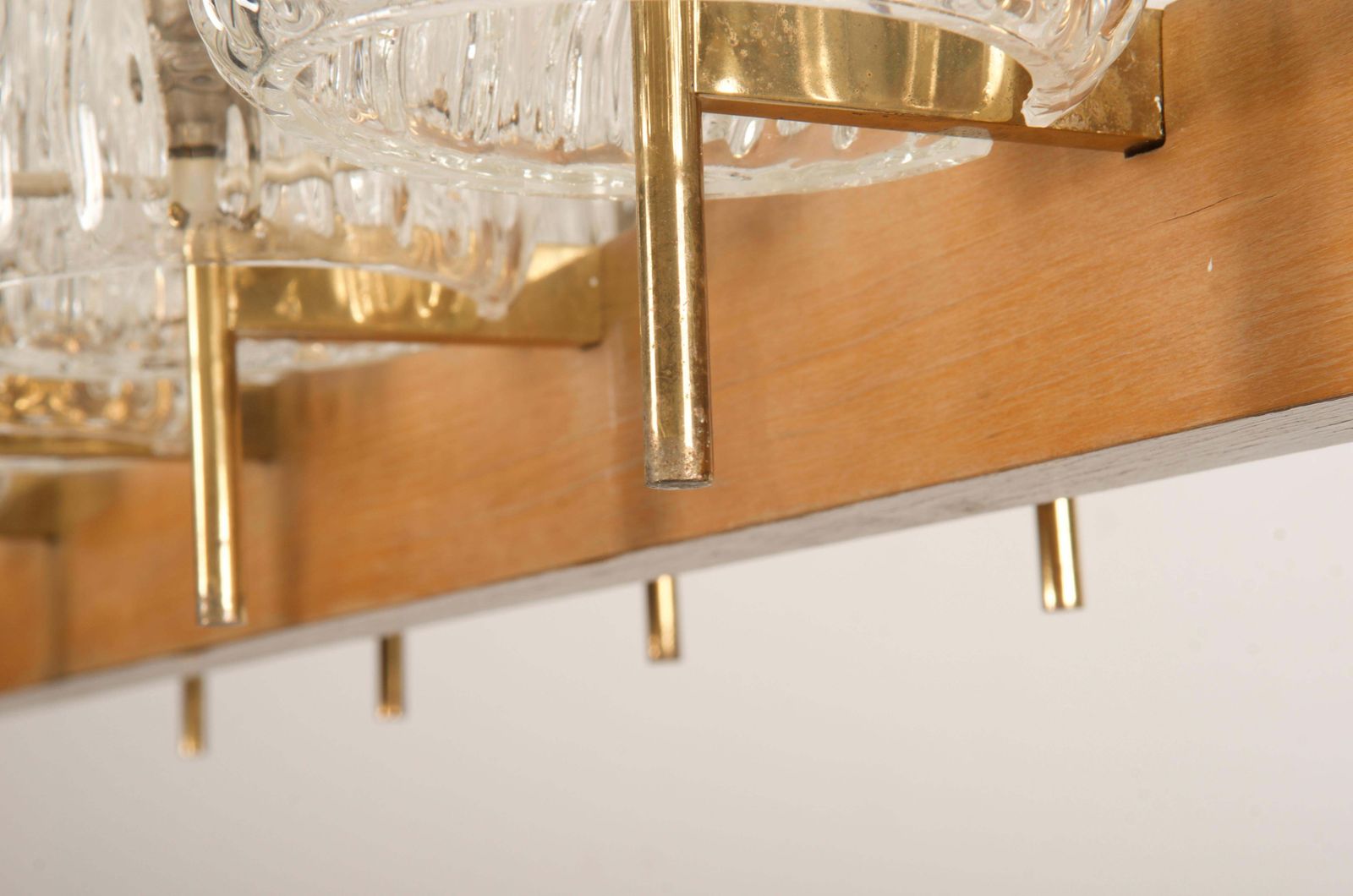 Huge Midcentury Brass/Teak Chandelier By Rupert Nikoll photo vintage
