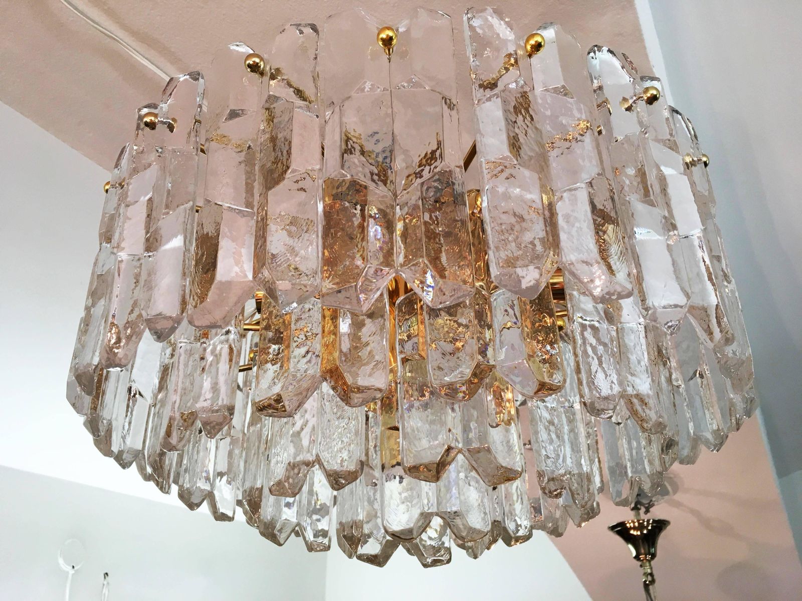 J. T. Kalmar Large "Palazzo" Ice Glass Chandelier Flush Mount photo furniture