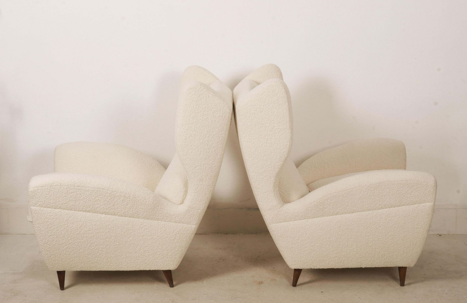 Lounge Or Wingback Chairs In Cream Bouclé By Melchiorre Bega photo vinterior