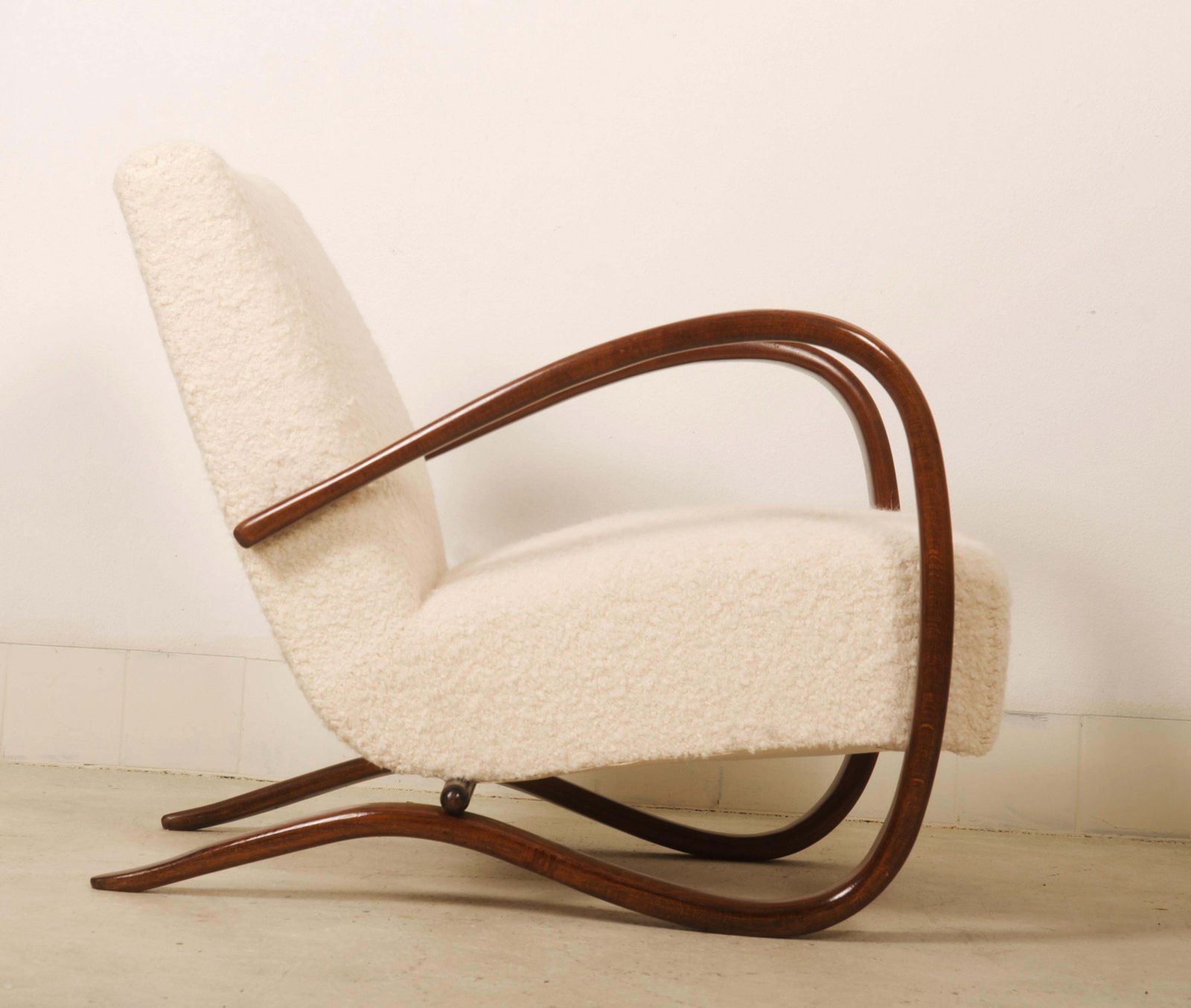 Art Deco Thonet H269 Armchair By Jindrich Halabala Bouclé Fabric photo 5632.0