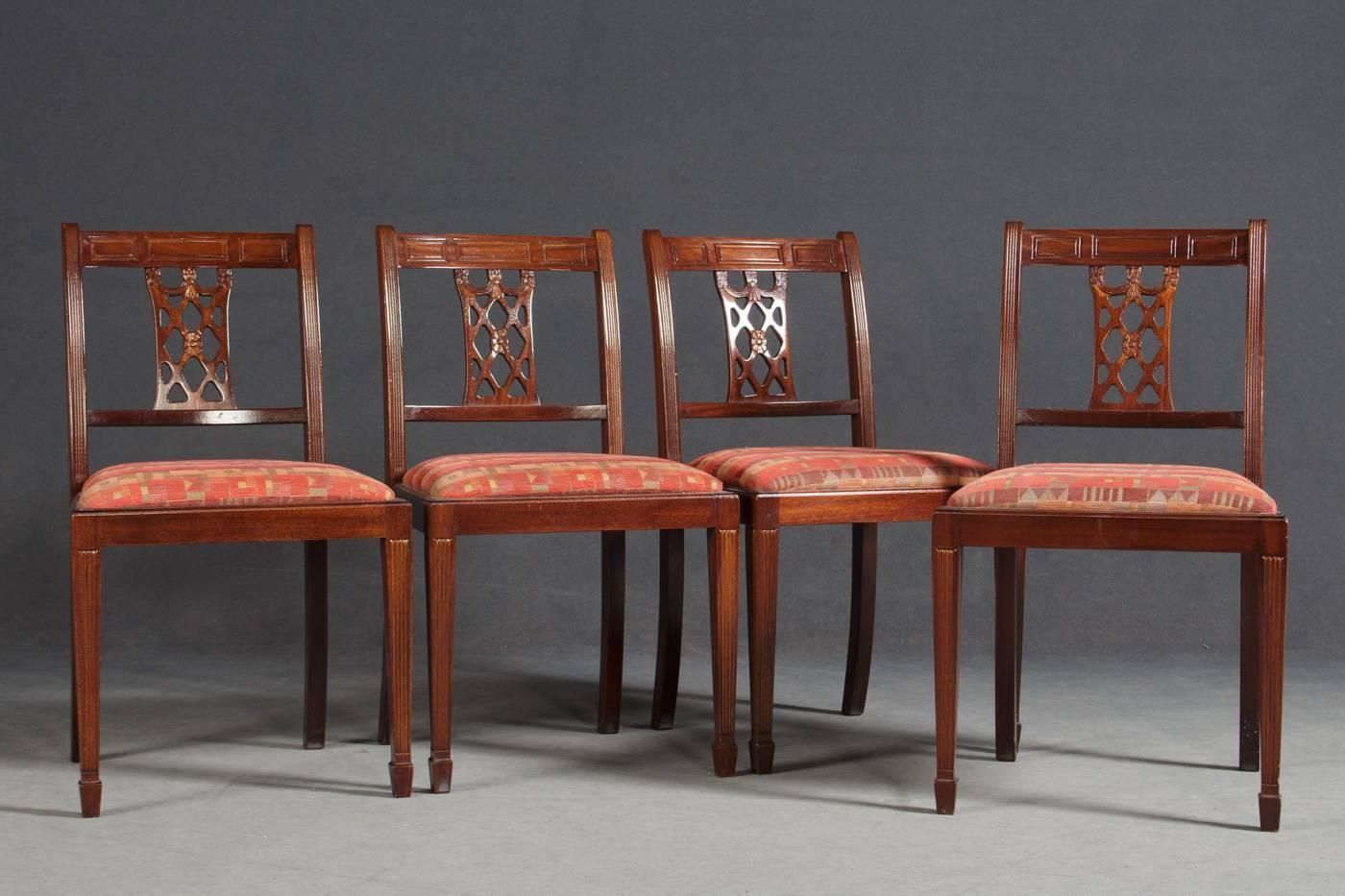 Set Of Four Mahogany Dining Chairs In The Style Of Georg III photo 1228.0