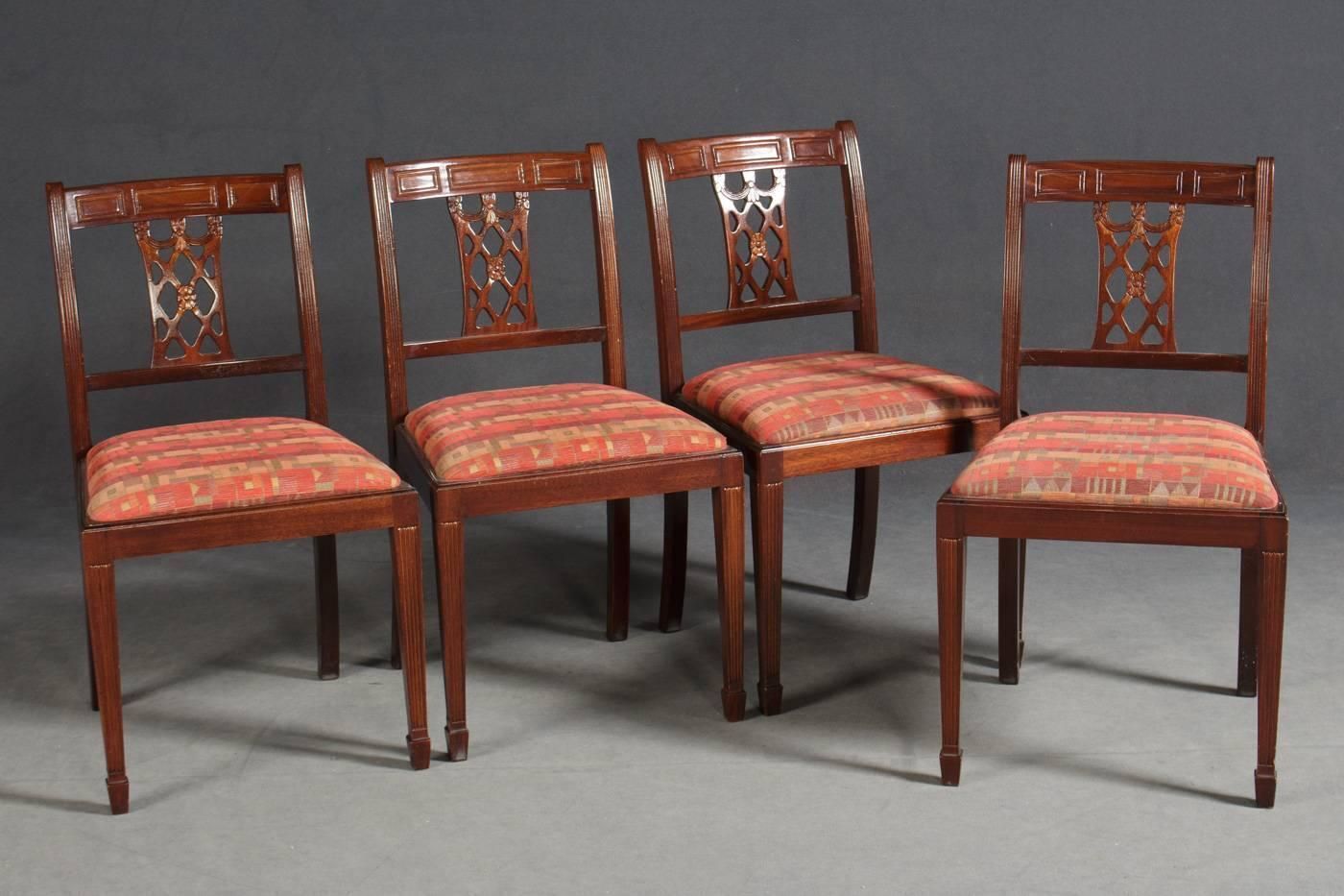 Set Of Four Mahogany Dining Chairs In The Style Of Georg III photo vinterior