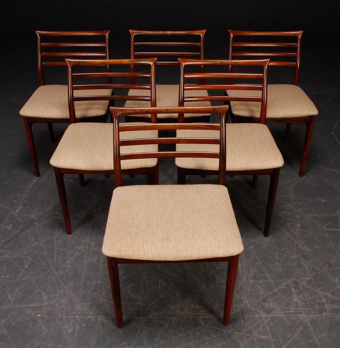 Set Of Six Solid Hardwood Dining Chairs By Erling Torvits photo furniture