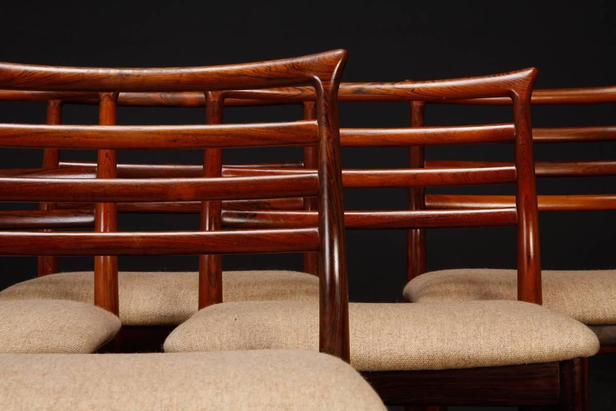 Set Of Six Solid Hardwood Dining Chairs By Erling Torvits photo for sale