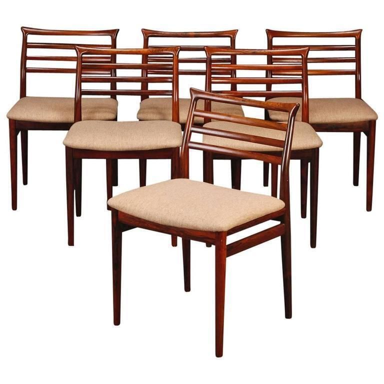 Set Of Six Solid Hardwood Dining Chairs By Erling Torvits photo Furniture