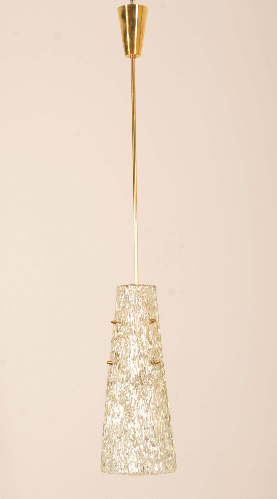 Mid Century J.T. Kalmar Kristal Gestructureerd Glas Hanglamp photo vinterior
