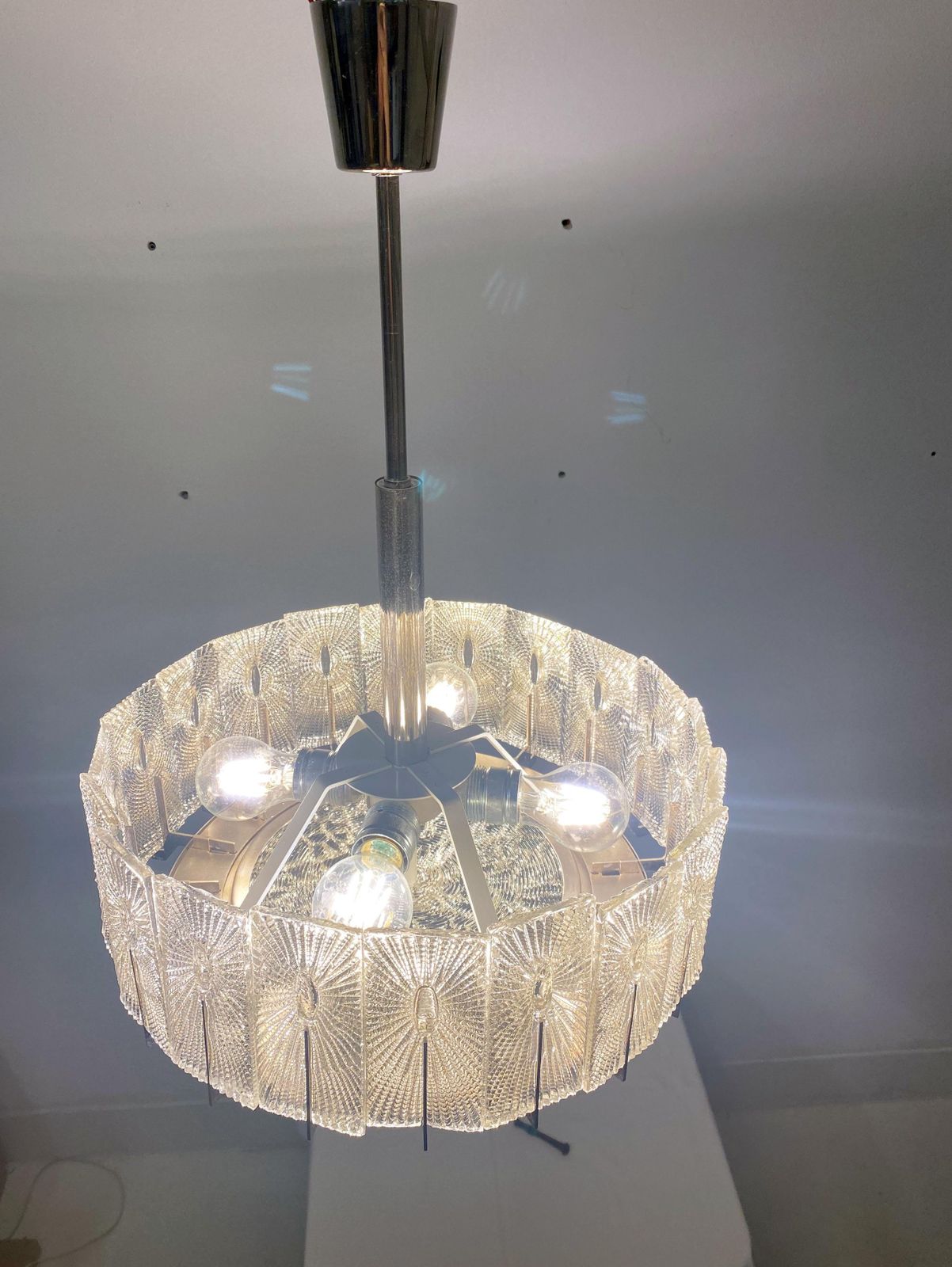 Lighting Textured Glass Chandelier By Rupert Nikoll photo