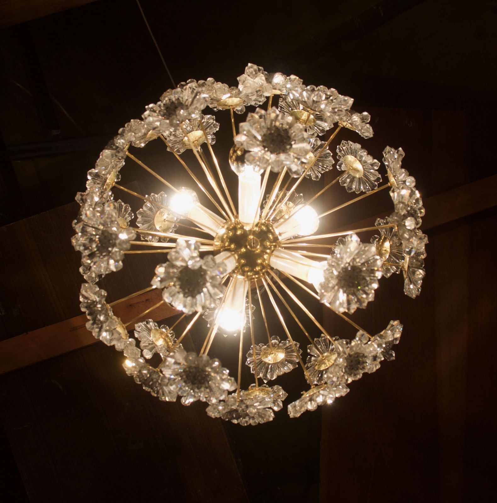 1775.0 Stunning Sputnik Chandelier With Crystal Flowers photo