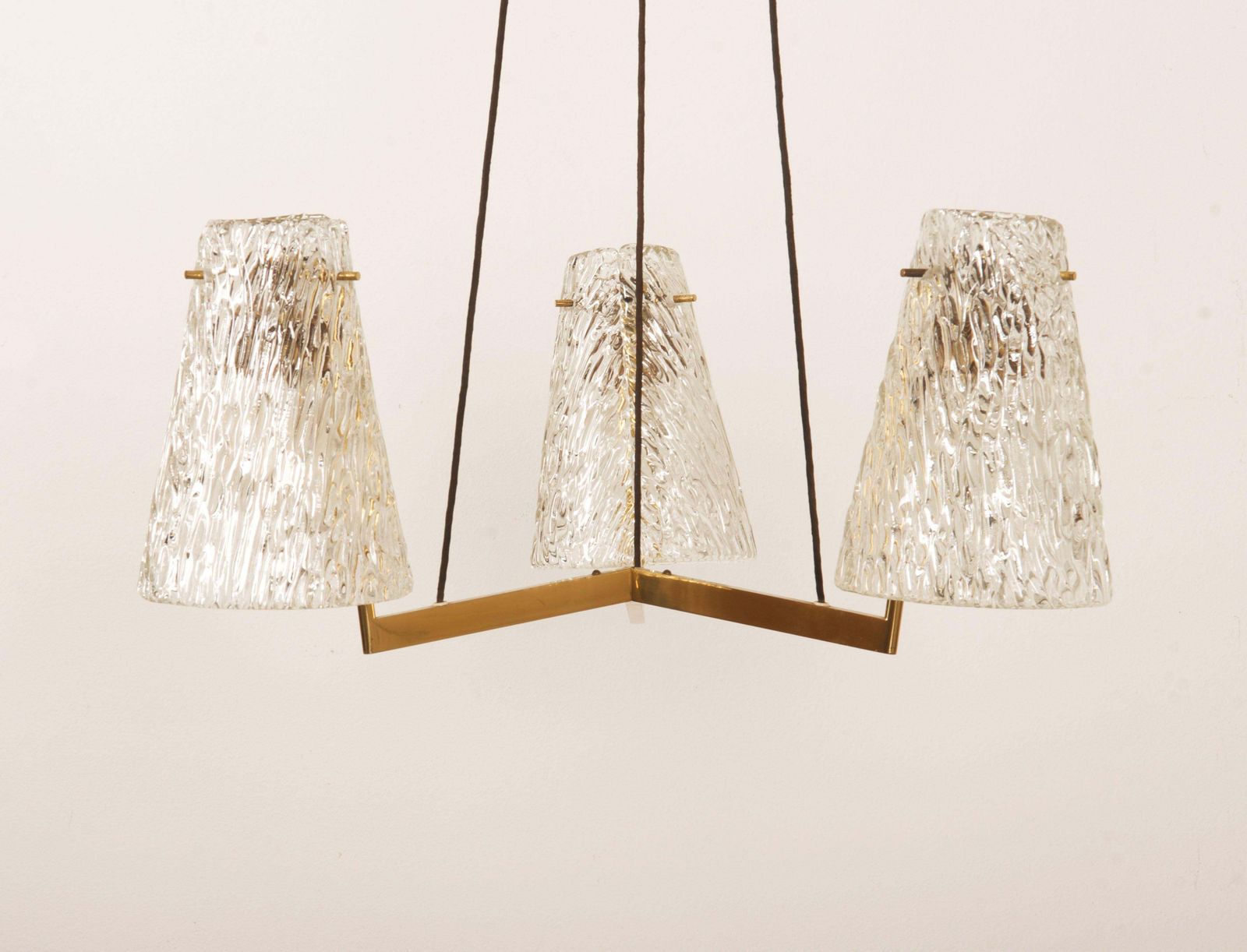 Brass Chandelier With Textured Glass By J. T. Kalmar photo furniture
