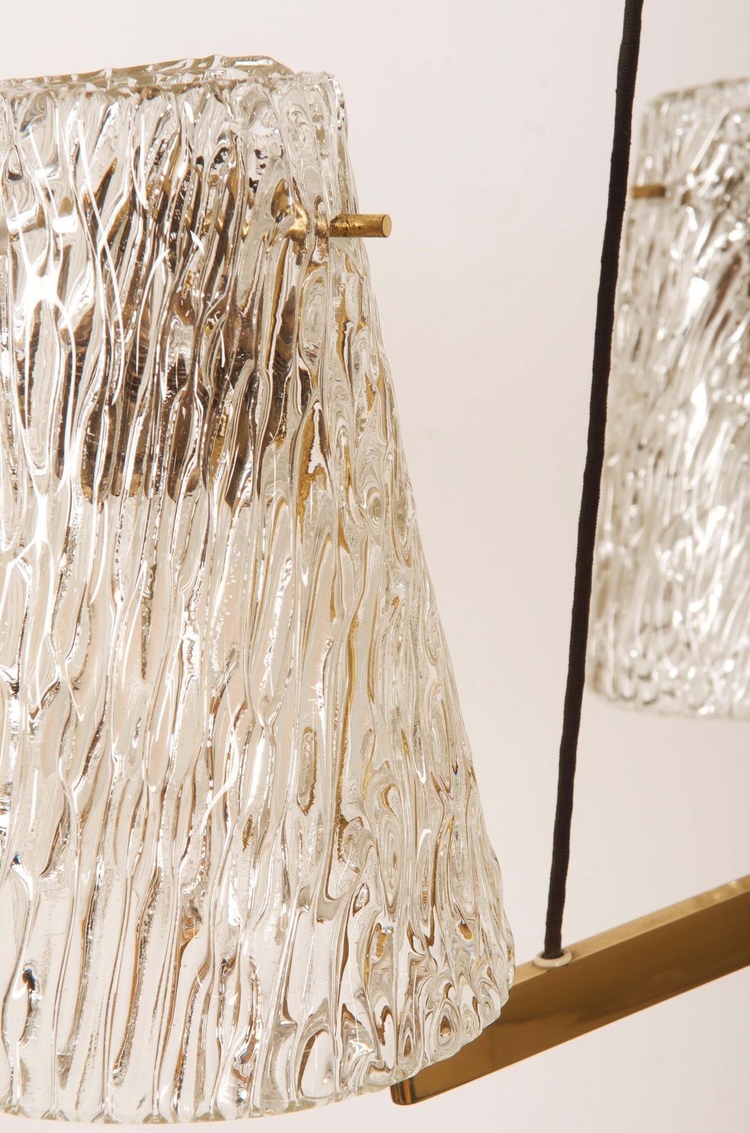 Brass Chandelier With Textured Glass By J. T. Kalmar photo vinterior