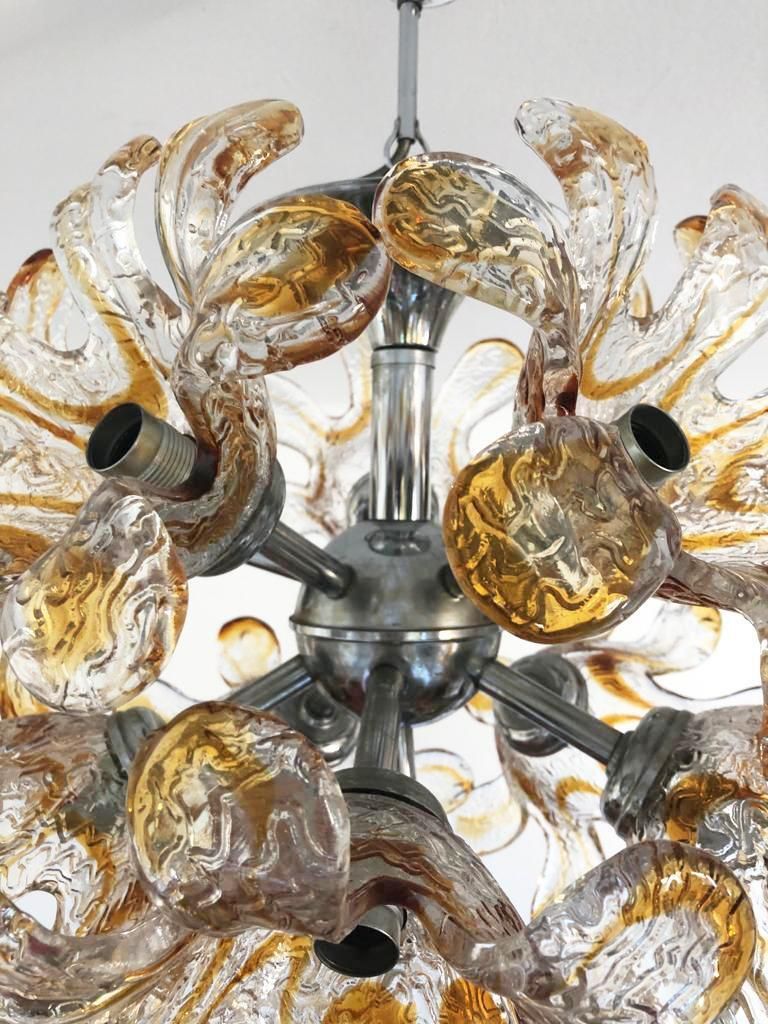Italian Murano Amber Sputnik Chandelier By Mazzega photo Lighting