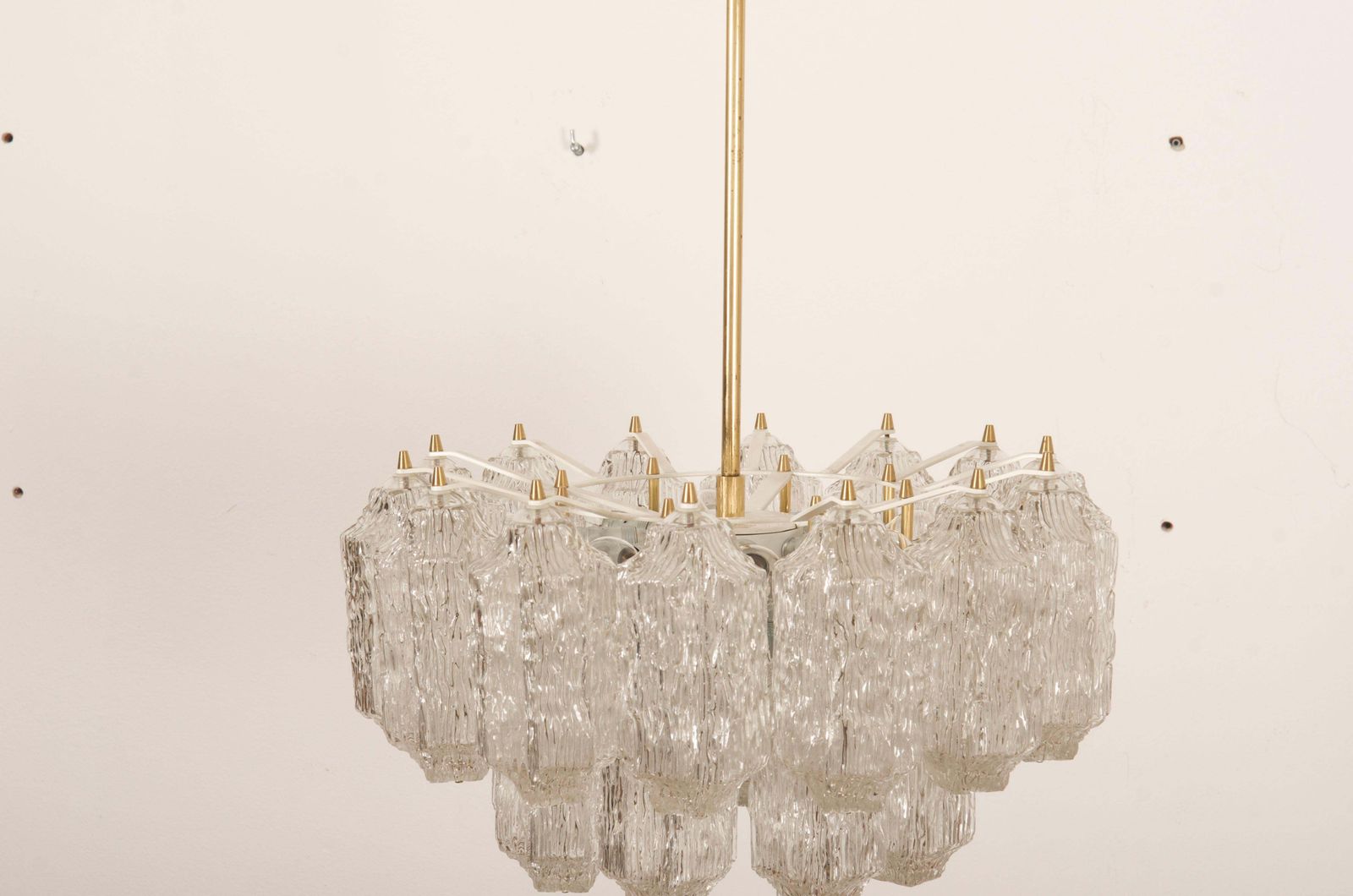 Mid Century Ice Glass Chandelier By Stoelzle Austria photo 3778.0