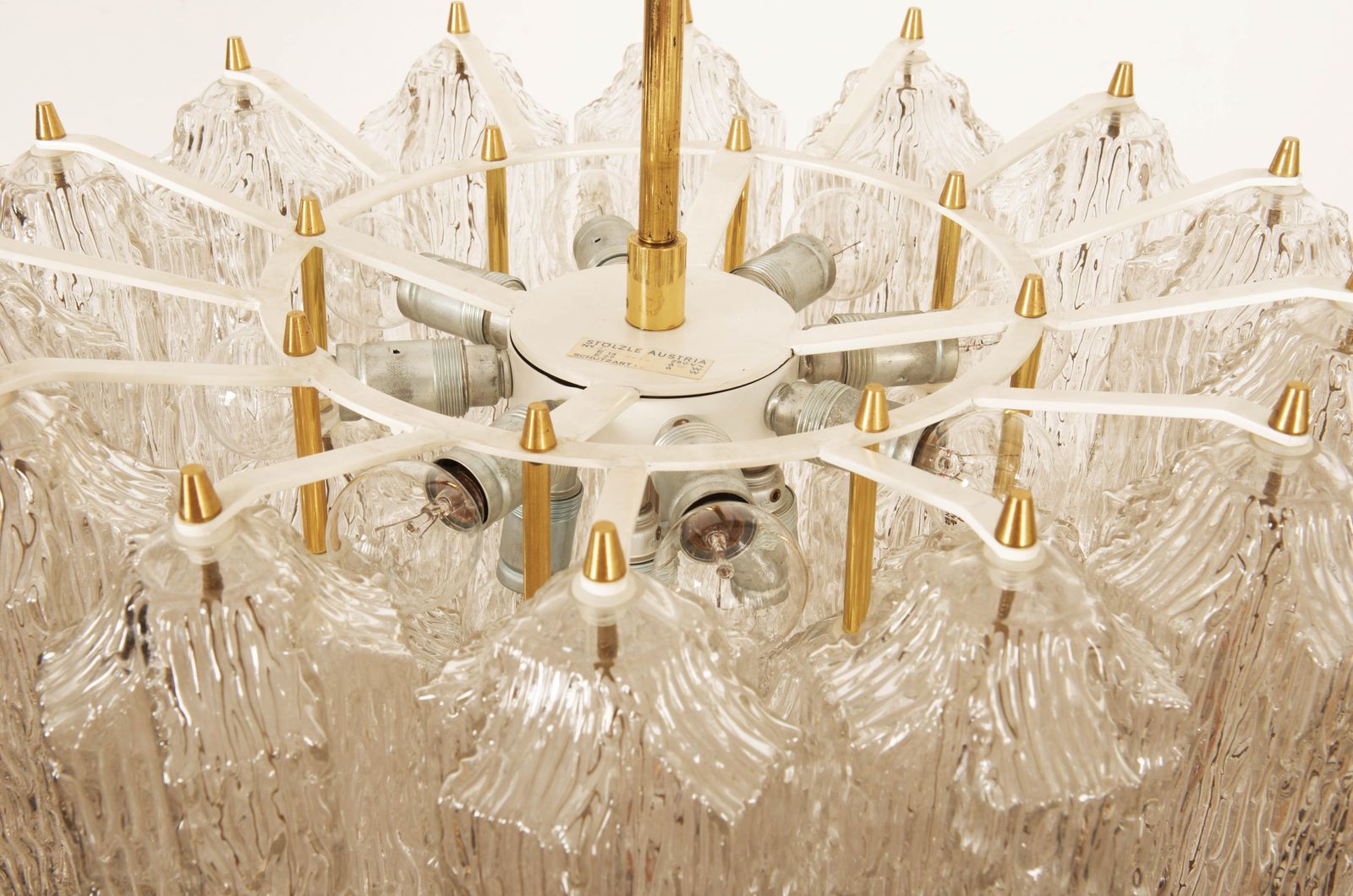 photo vinterior Mid Century Ice Glass Chandelier By Stoelzle Austria