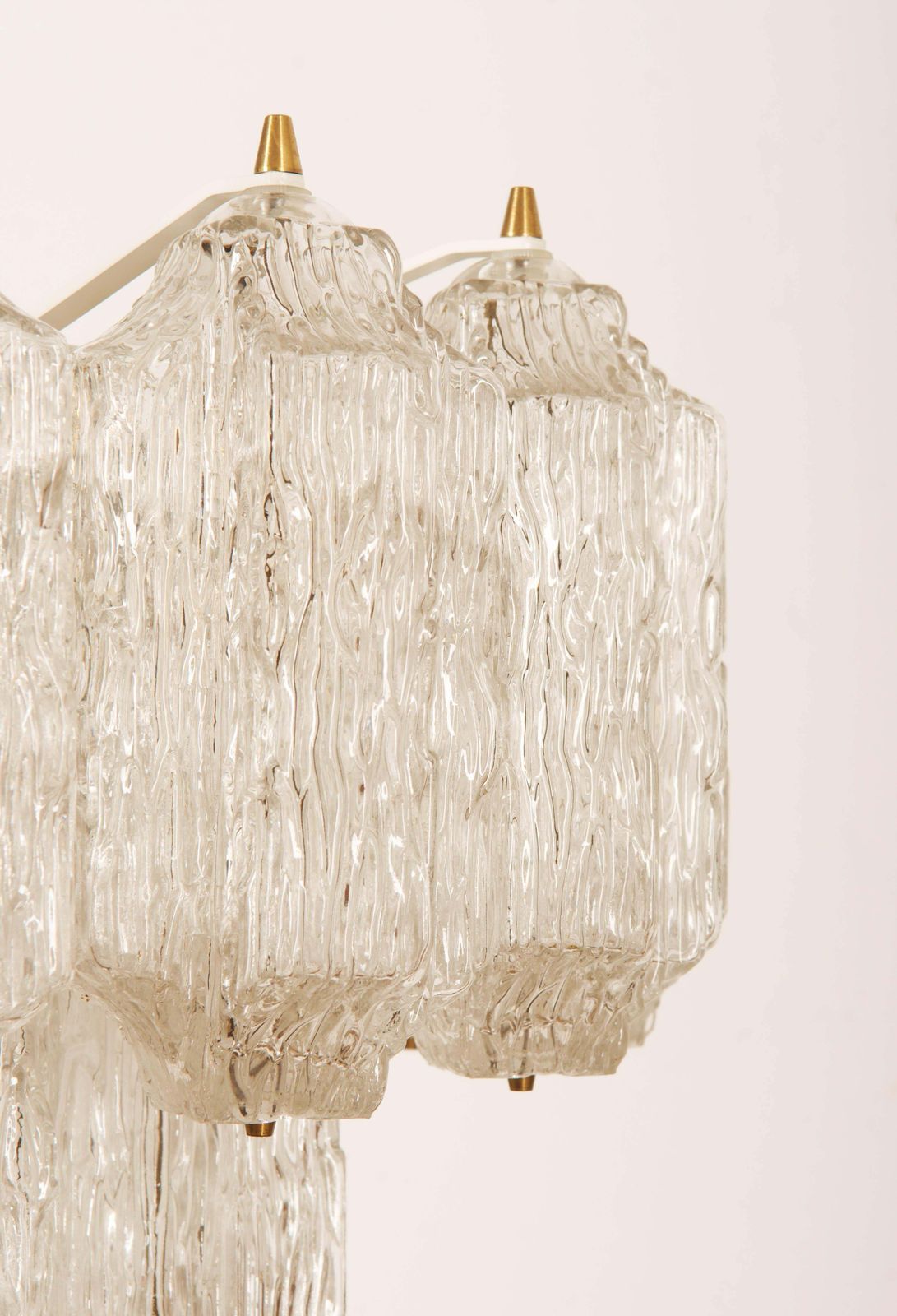 photo vintage Mid Century Ice Glass Chandelier By Stoelzle Austria