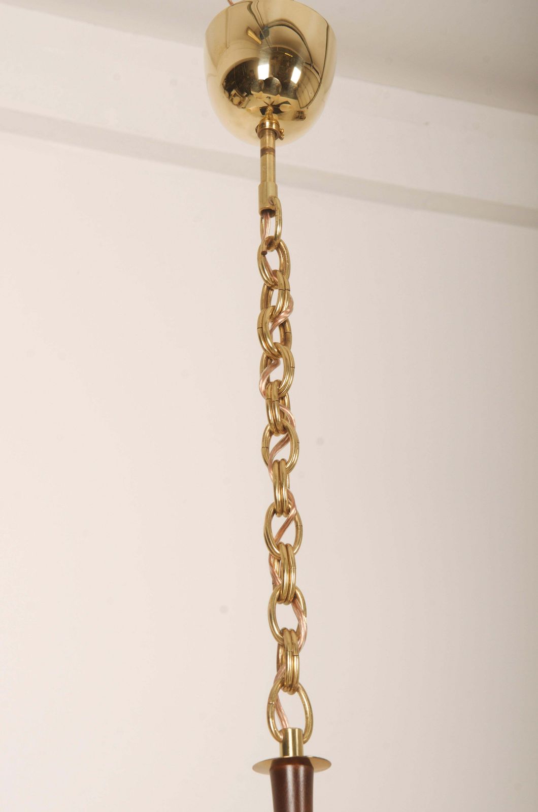 photo furniture Austrian Brass And Walnut Midcentury Chandelier By Oswald Haerdtl For Kalmar