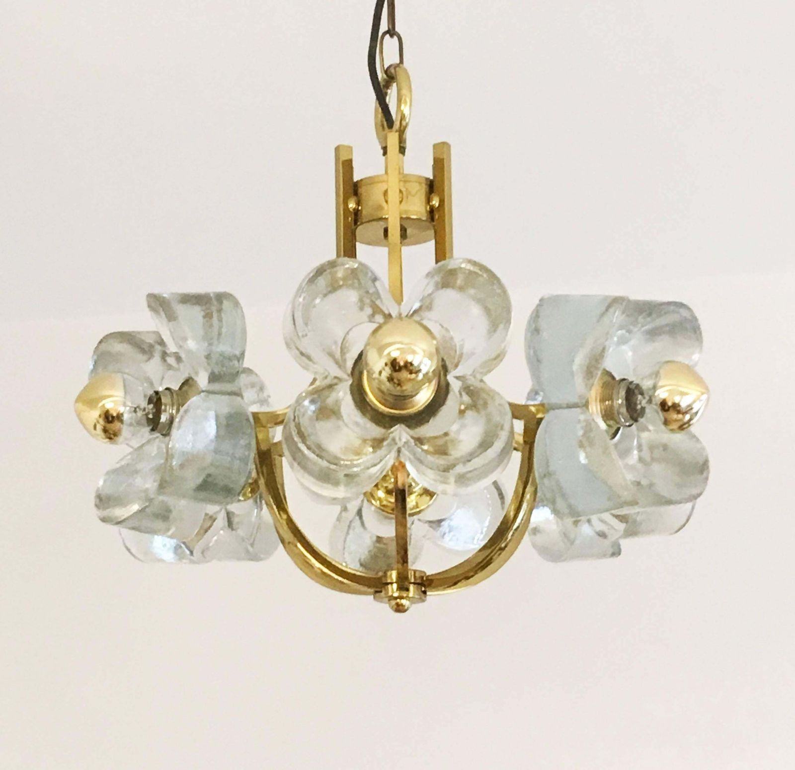 Mid Century Glass And Brass Chandelier By Simon And Schelle photo 4558.0