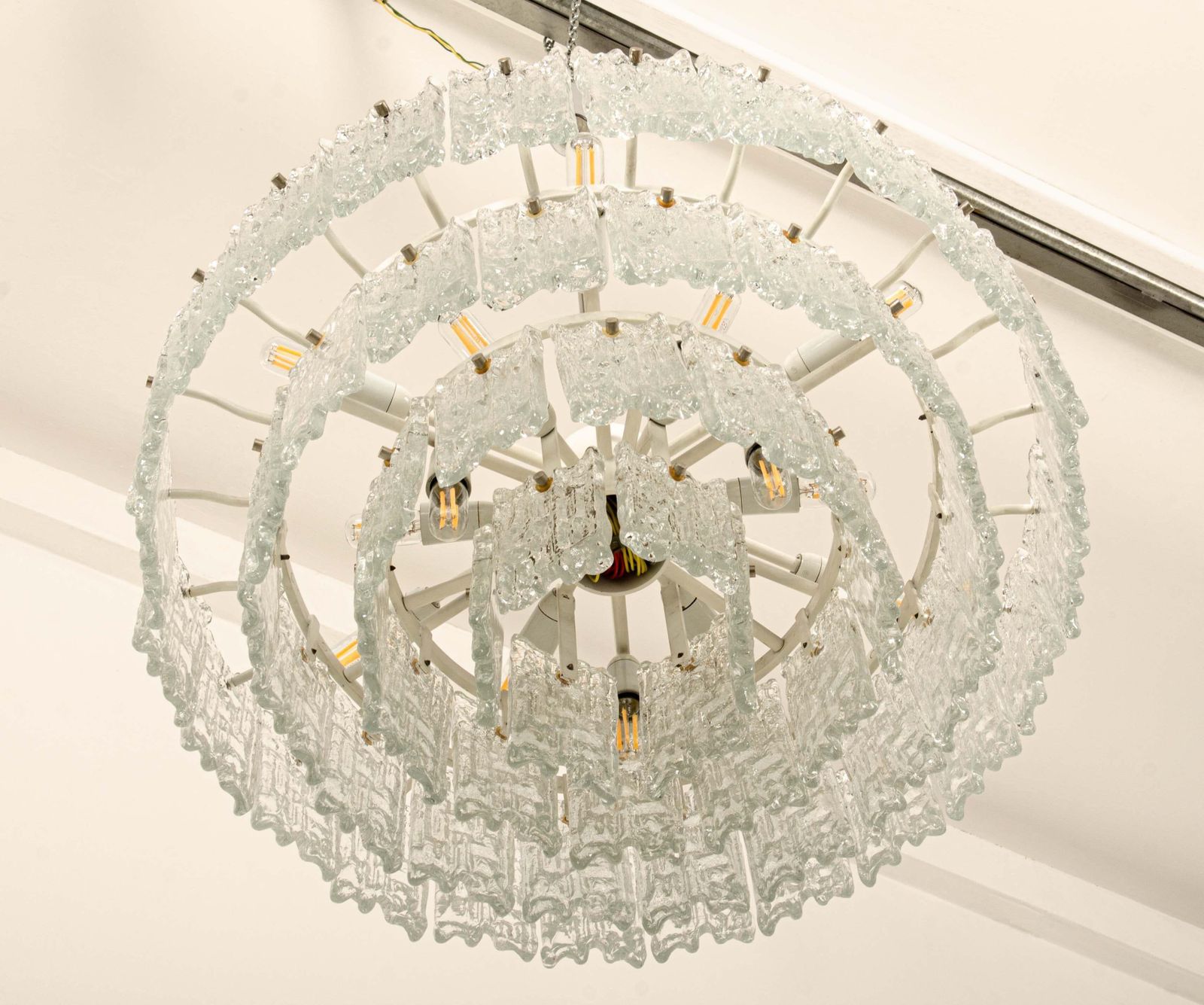 Impressive Austrian Kalmar Arena Crystal Ice Glass Chandelier photo Lighting