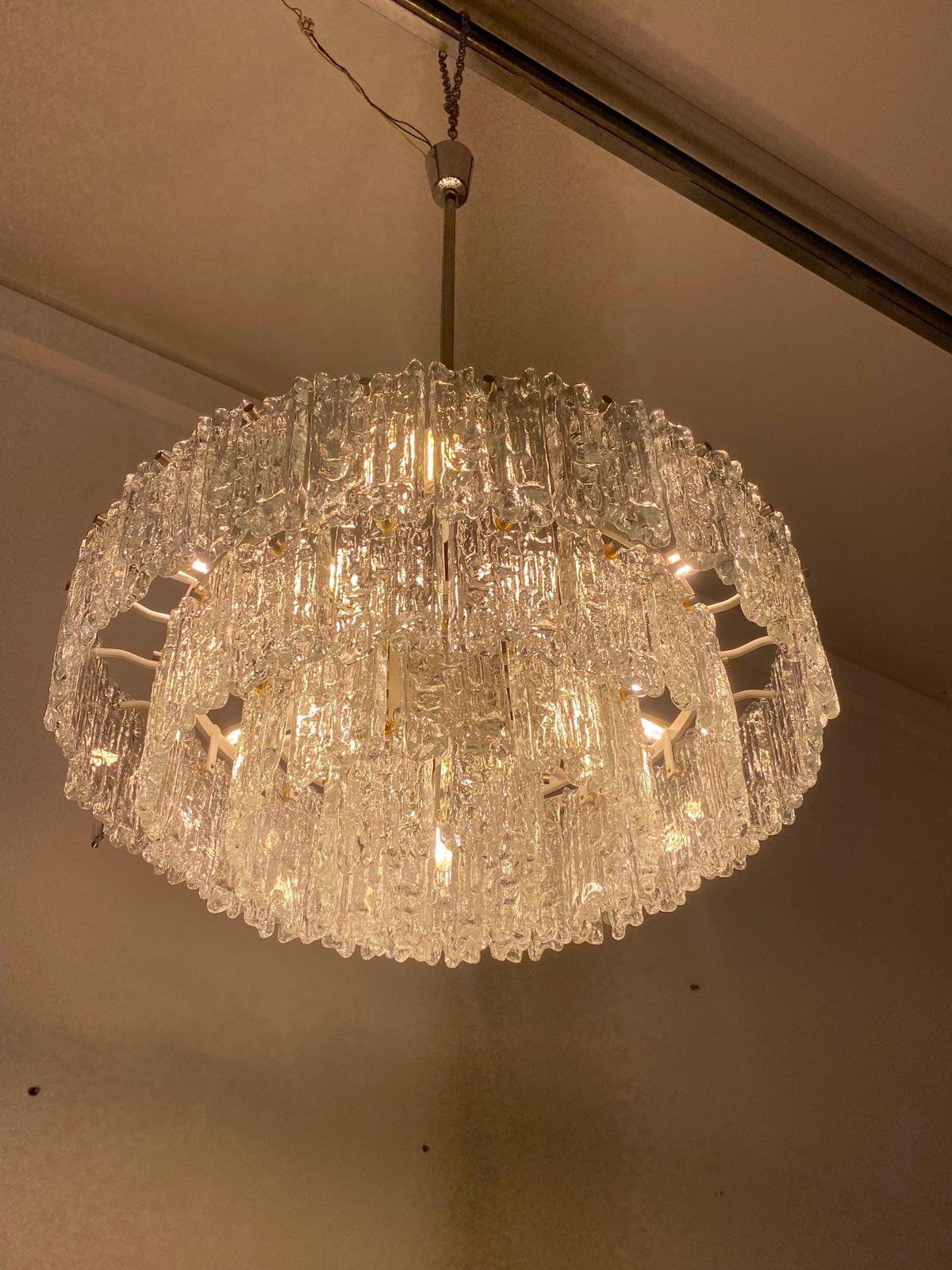 photo buy Impressive Austrian Kalmar Arena Crystal Ice Glass Chandelier