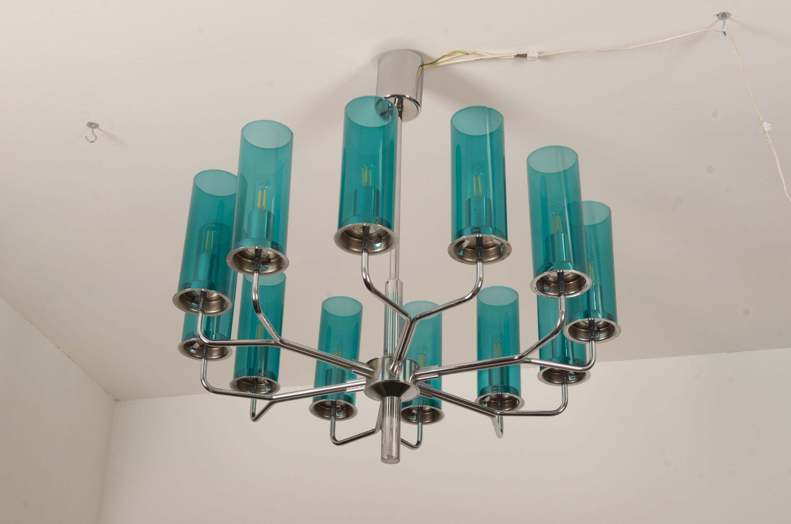 Brass And Blue Glass Tube Chandelier T434 12 Sonata By Hans Agne Jakobsson photo furniture