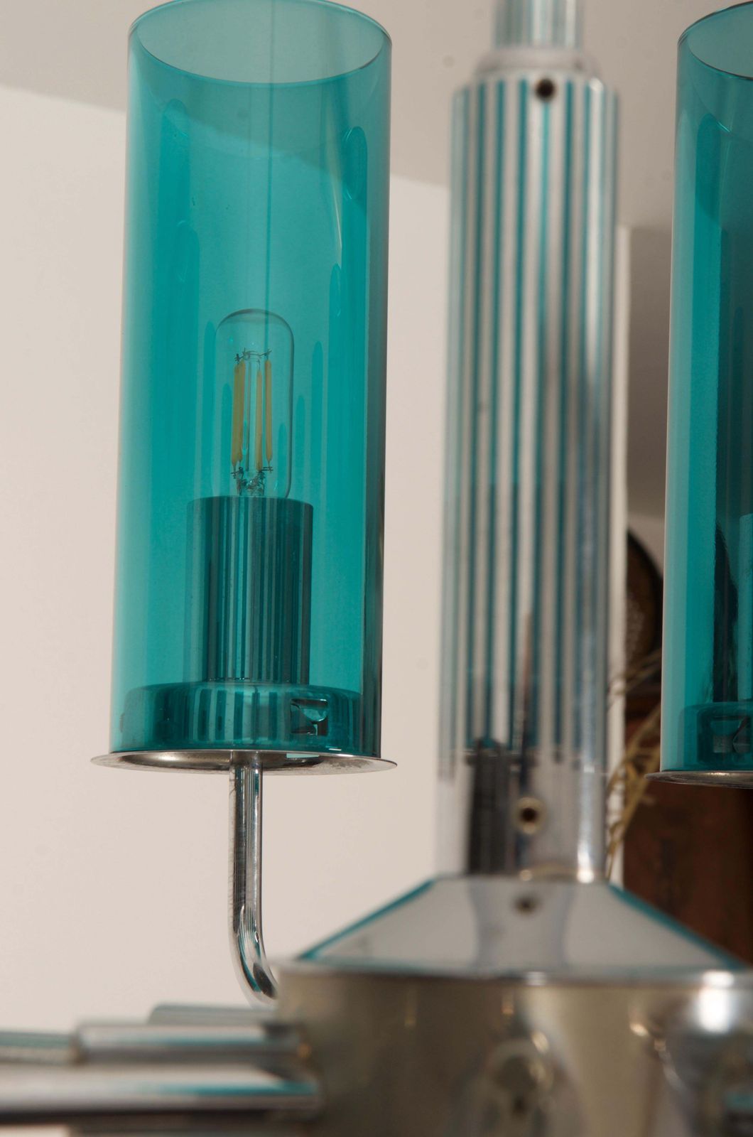 Brass And Blue Glass Tube Chandelier T434 12 Sonata By Hans Agne Jakobsson photo Lighting