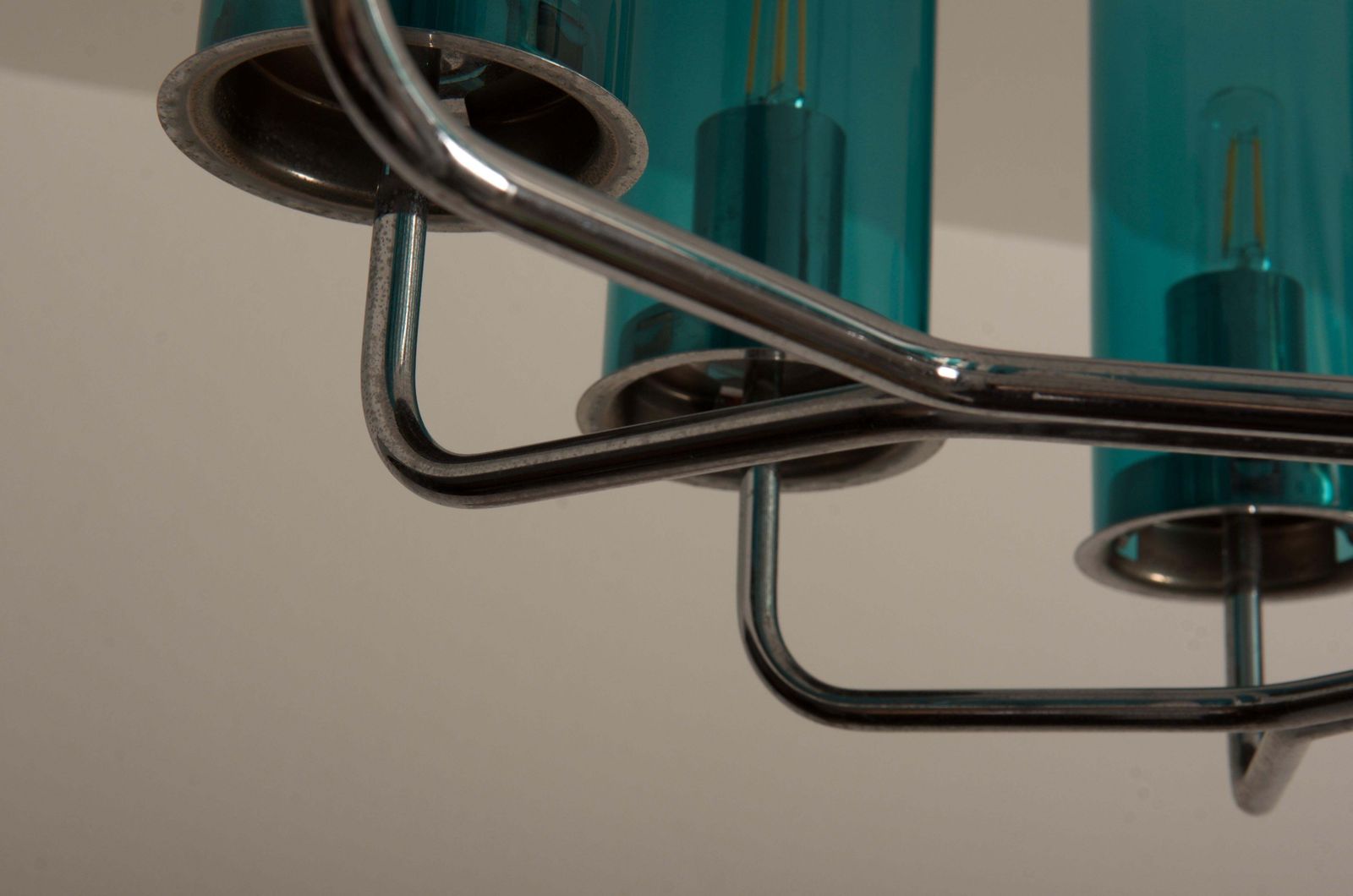 Brass And Blue Glass Tube Chandelier T434 12 Sonata By Hans Agne Jakobsson photo 6165.0