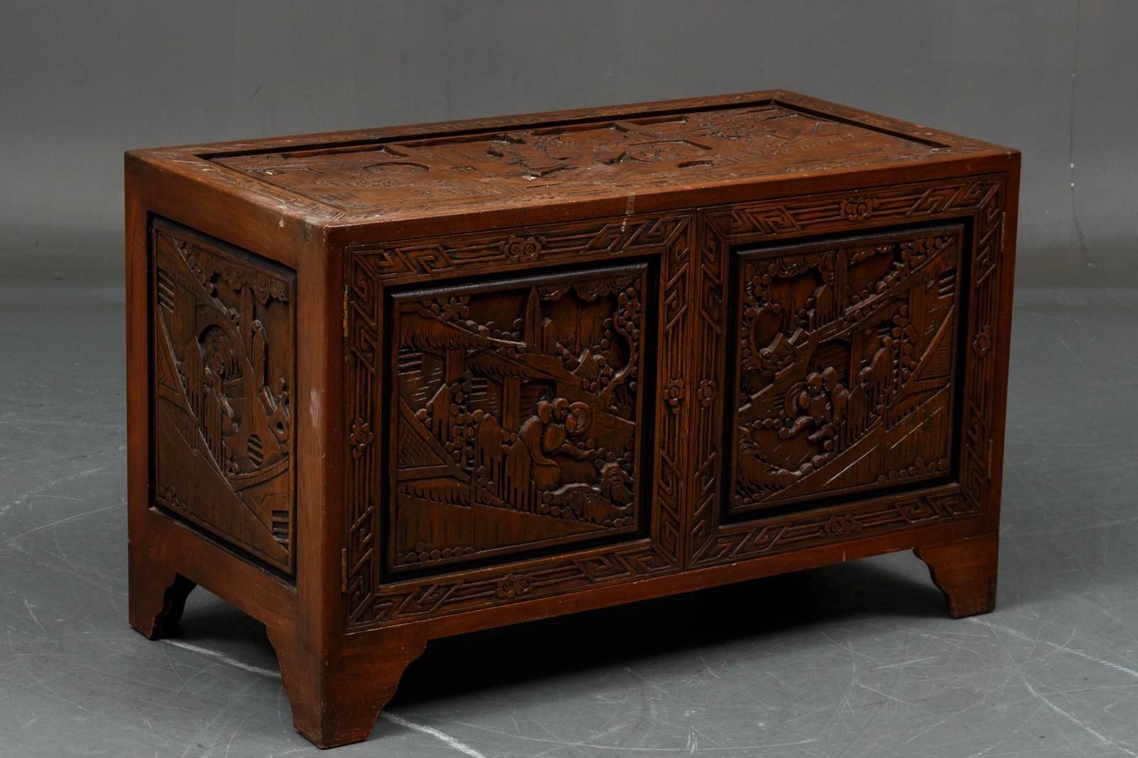 Chest, China, Camphor Wood Richly Carved photo vinterior