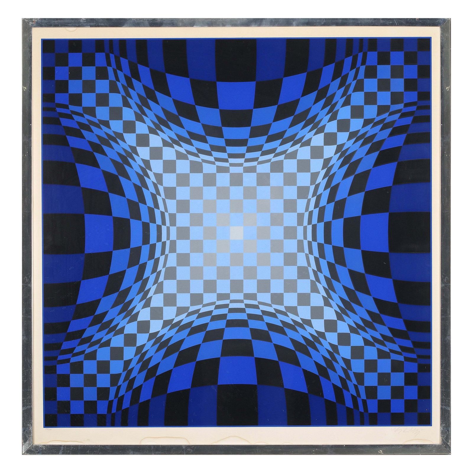 Blue Geometric Print By Victor Vasarely Ond Lz, From Gaia