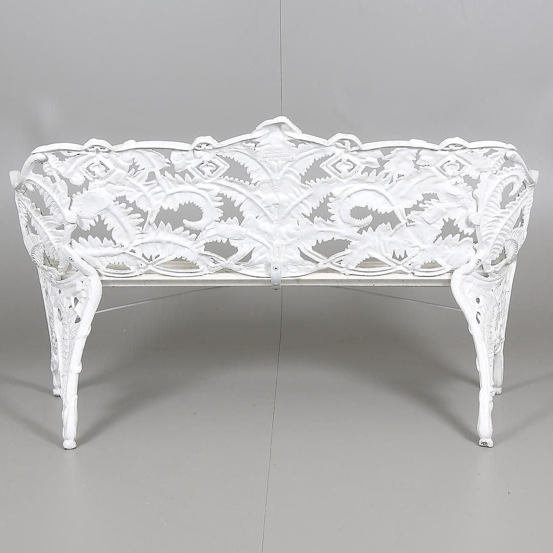 Swedish Park Garden Steel Bench Settee photo for sale