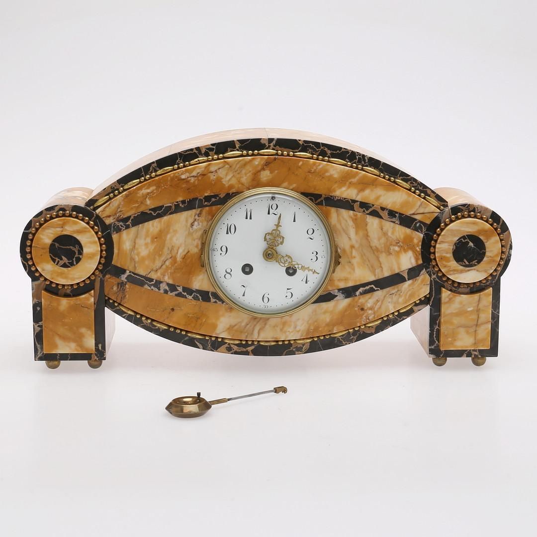 Carlo Bugatti Style Art Deco Marble Clock photo furniture