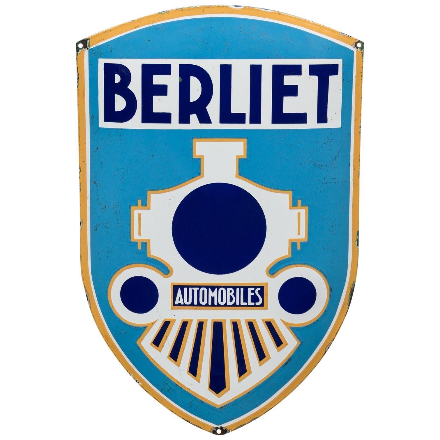 Vintage Enameled Advertising Sign Berliet