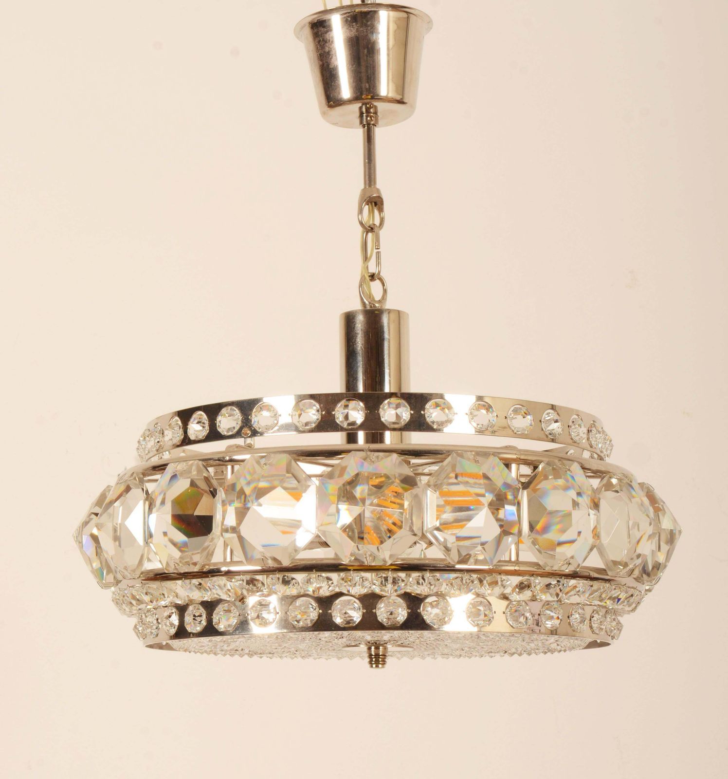 Chromed Brass And Glass Chandelier By Orrefors From The 1960s photo furniture