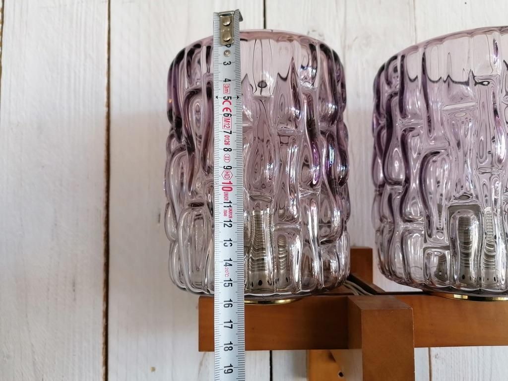385.0 Wall Lamp Teak And Violet Glass By Rupert Nikoll photo