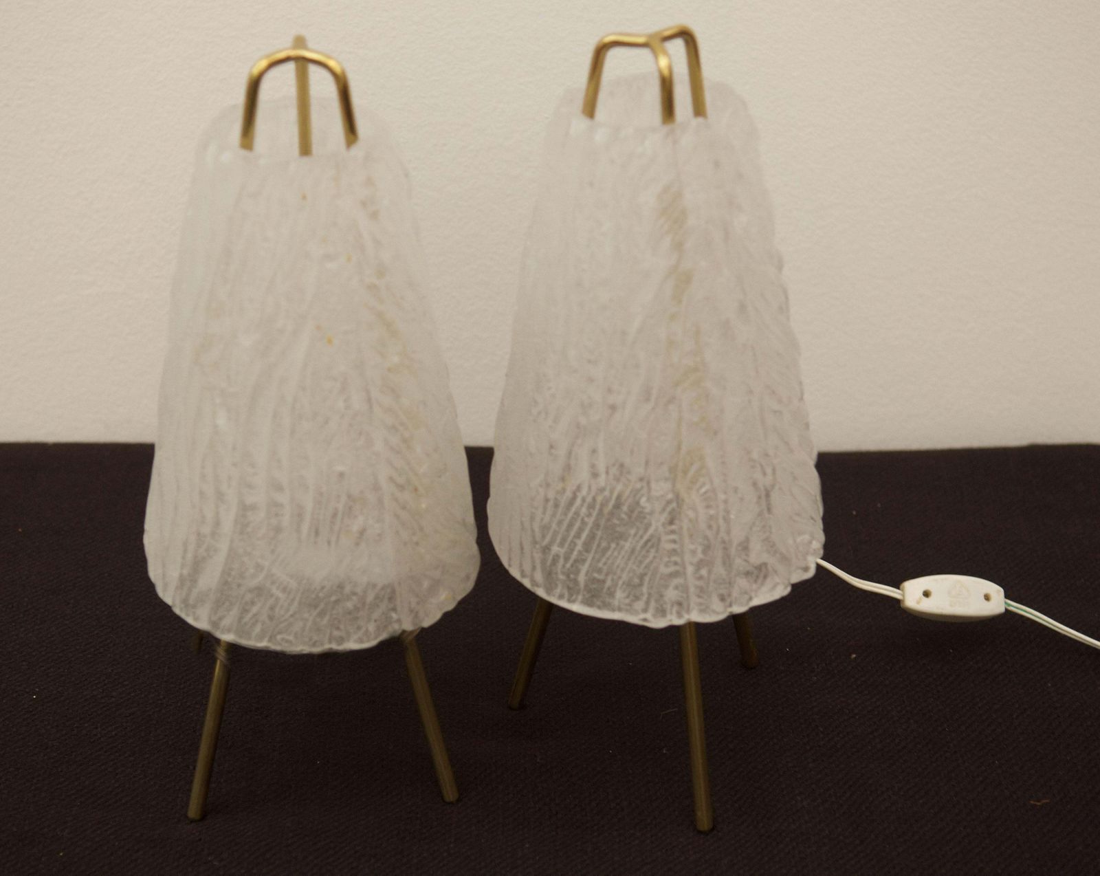 Set Of Two Ice Glass Table Lamps By "Kalmar" Vienna photo furniture
