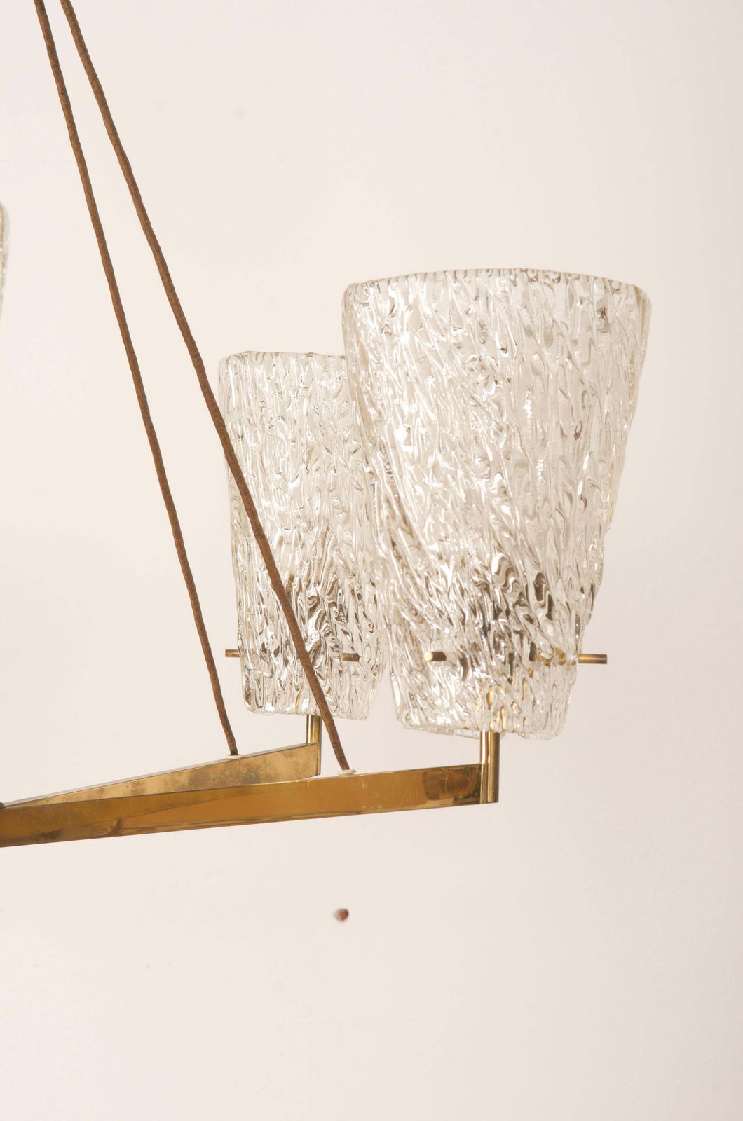 Austrian Brass Chandelier With Textured Glass By J. T. Kalmar photo vinterior