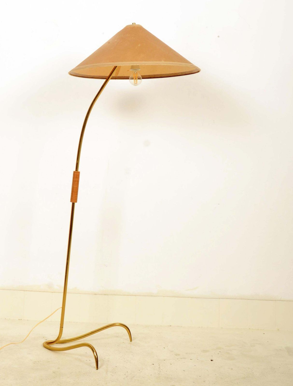 Midcentury Brass Floor Lamp By Rupert Nikoll photo furniture