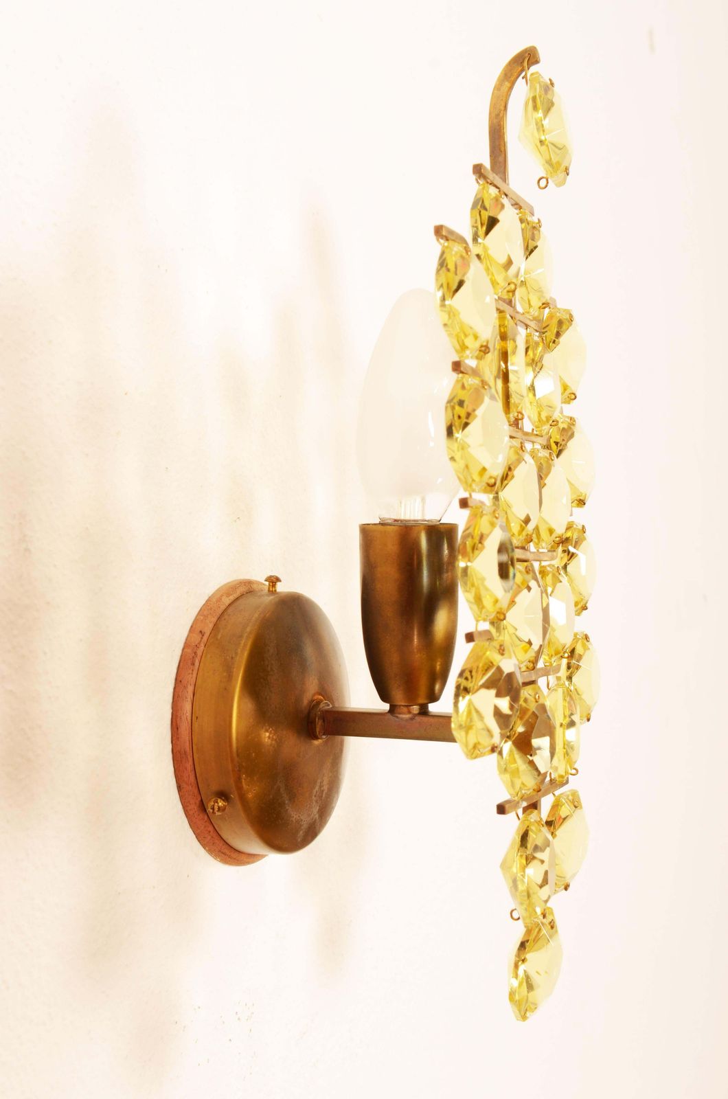 A Pair Of Bakalowits Sconces Wall Lights, Brass Crystal Glass, 1960s photo buy