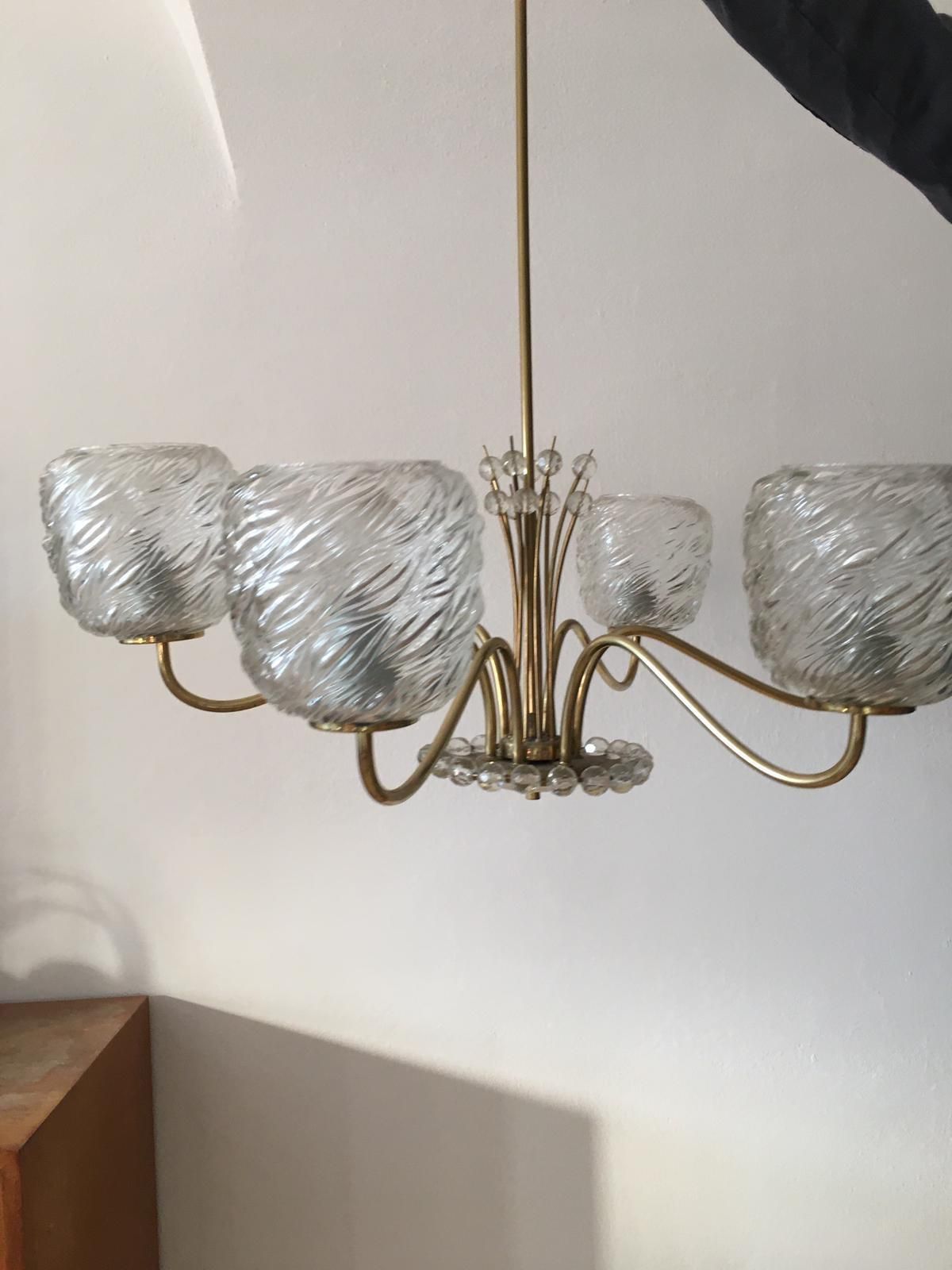 Midcentury Brass Chandelier By Rupert Nikoll photo furniture